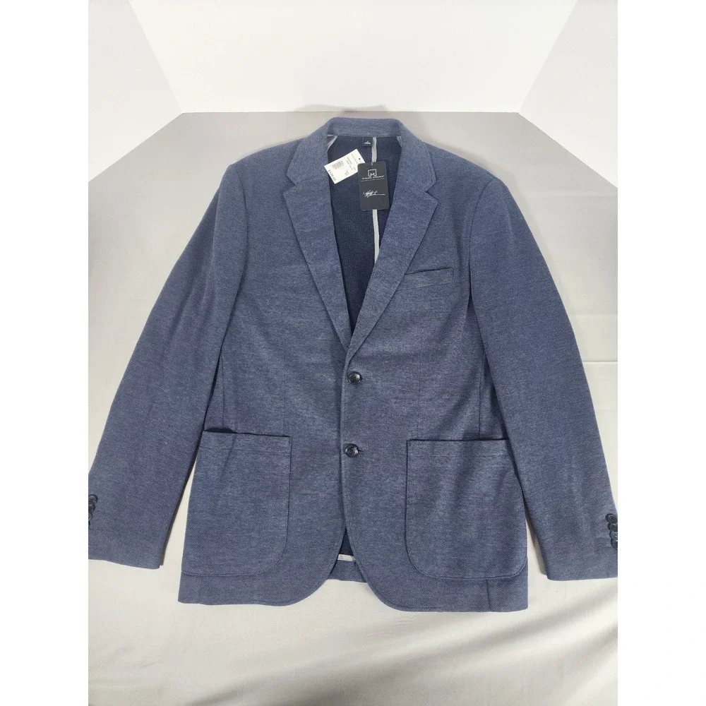 NWT Lot Michael Strahan Mens Modern Fit Knit Sport Coat Blazer Blue Grey Navy M